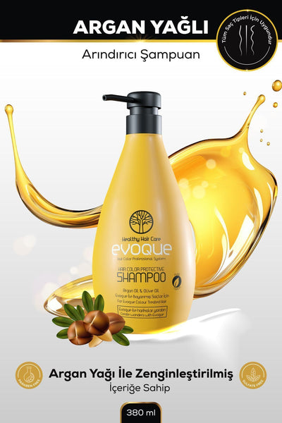 Evoque Saç Rengi Koruyucu Arındırıcı Şampuan, Argan Yağı Ve Zeytin Yağı Içerir, Parabensiz-sülfatsız,380 ml
