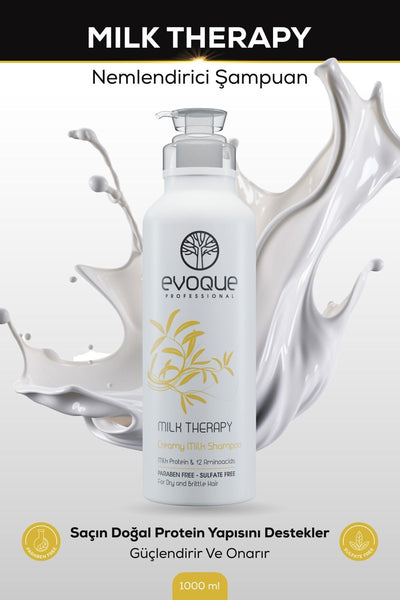 Evoque Milk Therapy Nemlendirici Şampuan, Amino Asit ve E Vitamini Takviyesi, 1000ml