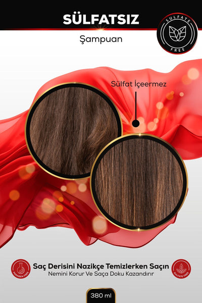 Evoque Sülfatsız Şampuan, Keratin Içeren Besleyici & Onarıcı Etki, Sülfat Tuz Silikon Paraben Içermez,380ml