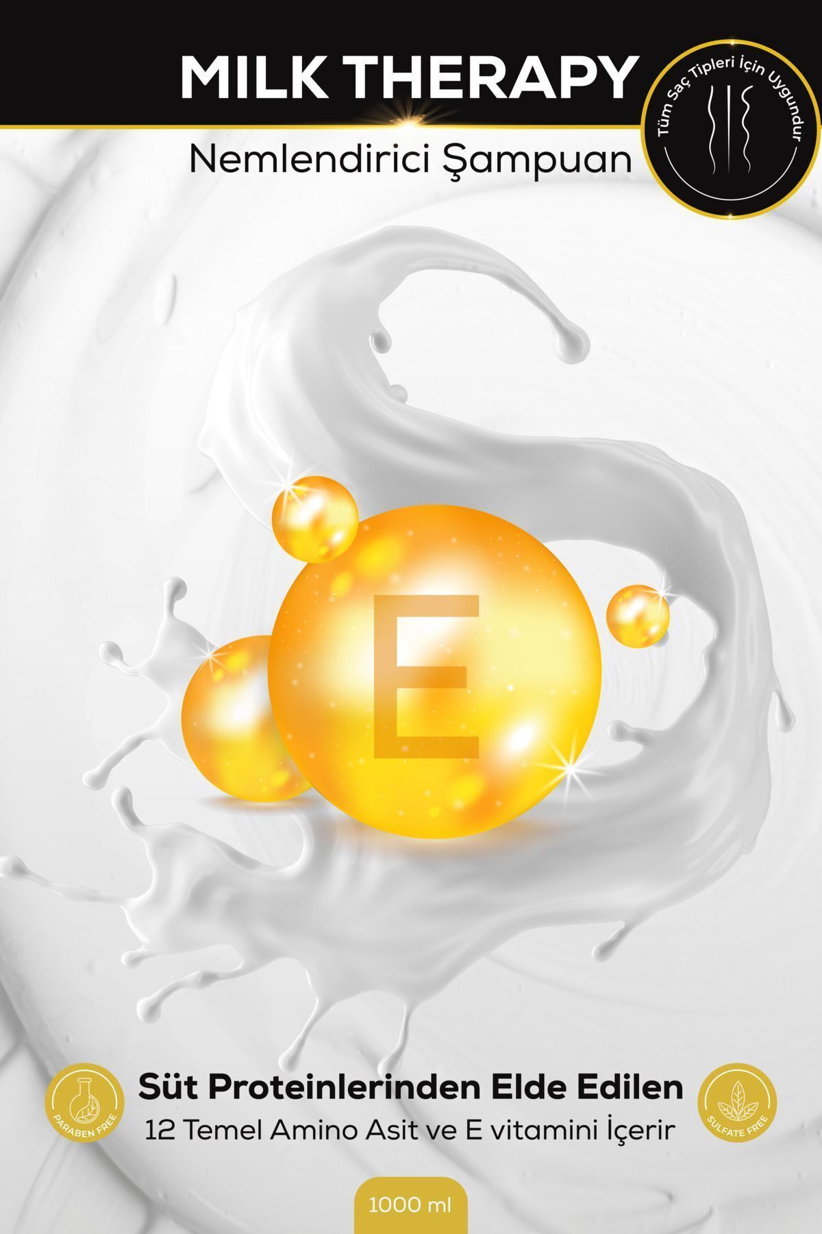 Evoque Milk Therapy Nemlendirici Şampuan, Amino Asit ve E Vitamini Takviyesi, 1000ml